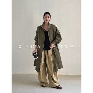 风衣春气质廓形工装 徐大脸吖定制 经典 中长款 服外套女 巴恩风薄款