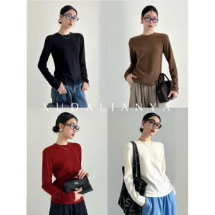 加绒磨毛上衣T恤女 白t秋冬厚显瘦内搭打底衫 徐大脸吖定制 基础款