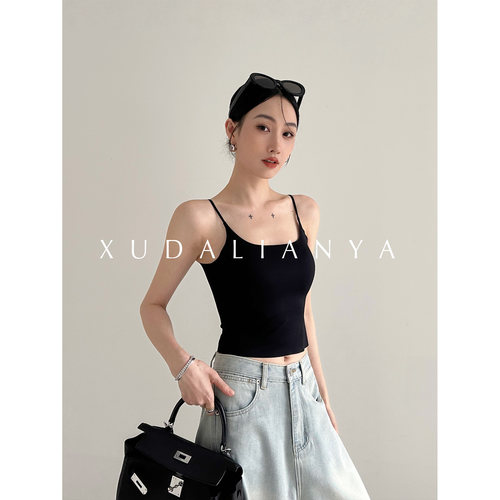 徐大脸吖定制 带胸垫短款显瘦修身内搭打底外穿夏季背心小吊带女