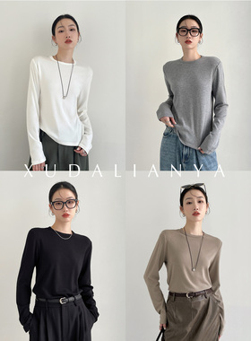 徐大脸吖定制 高弹雪绒打底T恤秋冬亲肤内搭外穿圆领面膜t上衣女