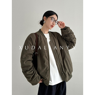 水洗夹克飞行棉衣秋冬立领短外套女棉服 美式 徐大脸吖定制 好比例