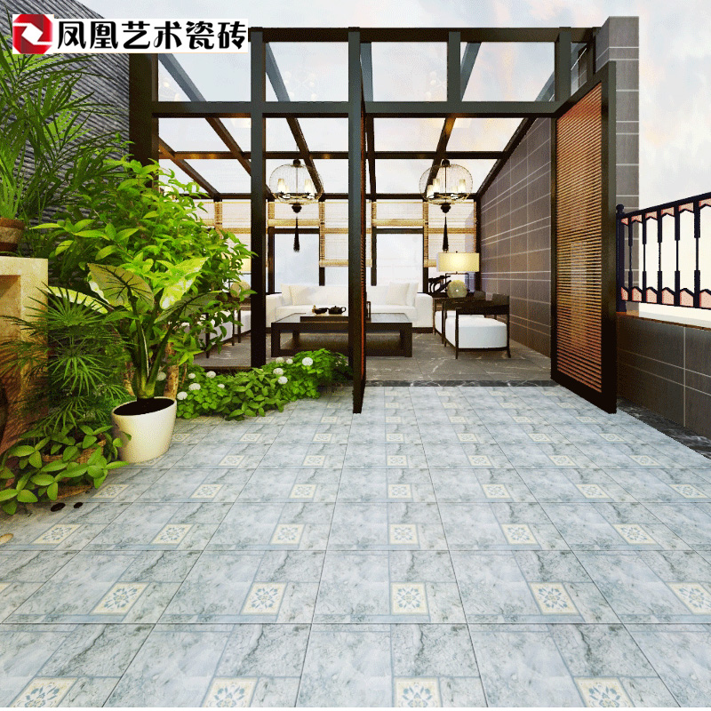户外阳台庭院地砖400x400入户花园露台院子瓷砖仿古砖