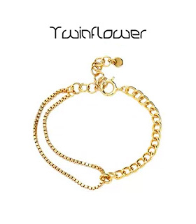 twinflower明星同款金色链条手链