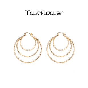 花儿与少年李沁同款耳圈百搭通勤银针三圈耳饰气质高级感小众耳环