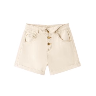 A2508 T女装 翻腰头设计短裤 女夏季 Q188 高腰阔腿牛仔短裤