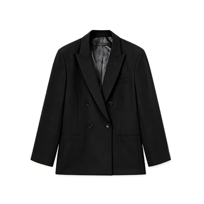 休闲双排扣西服提花精致修身外套