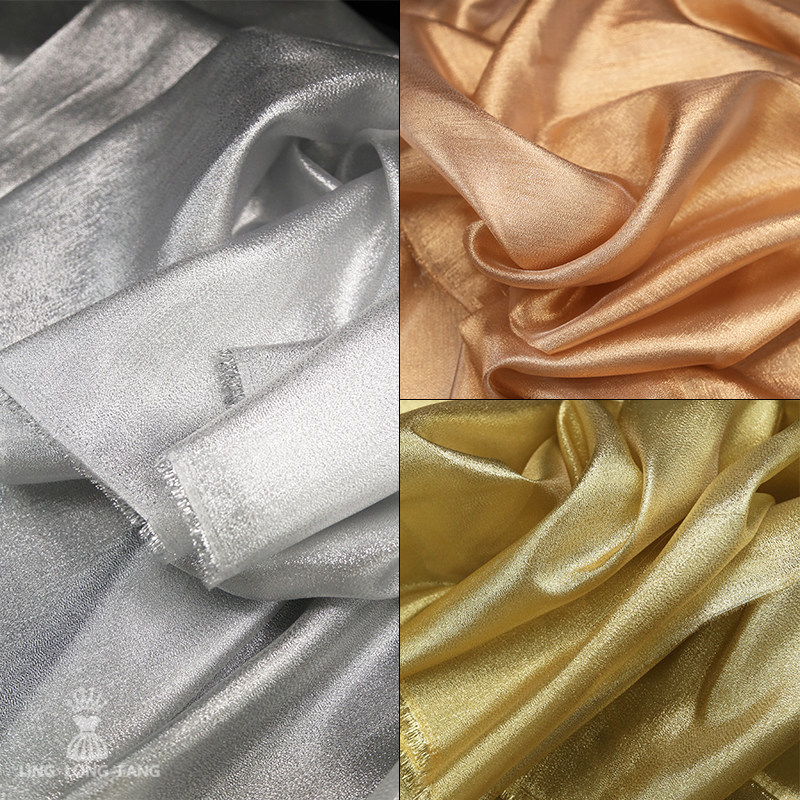 珠光金色金葱布料轻薄亮丝反光舞台服表演服时装装饰手工设计面料,居家布艺,海绵垫/布料/面料/手工diy,淘宝优惠券,粉丝福利购,淘宝优惠卷