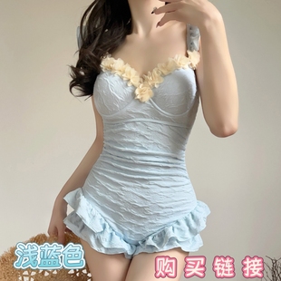 新款 連體泳衣女高級感絕美女士泳衣保守顯瘦遮肚溫泉度假聚攏海邊