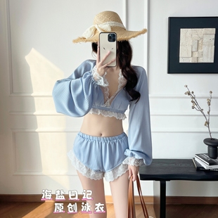 新款 高级感绝美女士显瘦聚拢遮肉纯欲泡温泉度假海边海岛风泳衣女