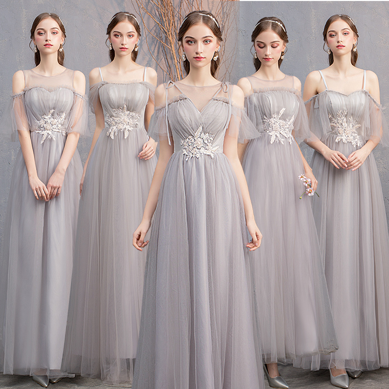 出租2019新款夏季伴娘服修身姐妹裙毕业礼服闺蜜团合唱团婚礼大码热销54件包邮
