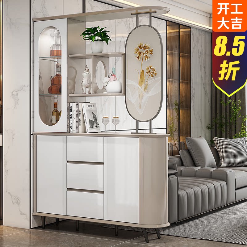 轻奢玄关柜1.38米亮光烤漆工艺酒柜时尚个性屏风隔断柜间厅收纳柜