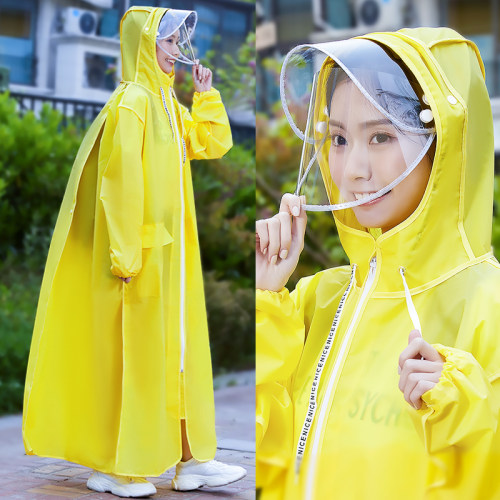 女士长款全身学生可戴头盔雨衣