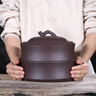 宜兴紫砂茶叶罐散普一二斤装 散普洱茶罐小号竹节家用存醒茶罐