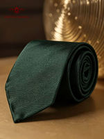 【 Zhuoya Series 】 Italian handcrafted three-fold mulberry silk business formal wedding retro green twill tie for men thumbnail 6