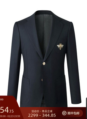 GIEVES CHARLES意大利进口Tallia面料蜜蜂徽章布雷泽男士休闲西服