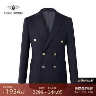 意大利进口Tallia面料男士 外套 双排金扣商务休闲西服上衣羊毛西装