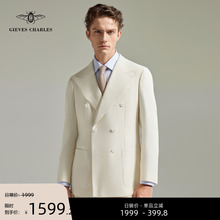 【2025新品】男士白色羊毛亚麻混纺西服外套高端商务休闲西装薄款