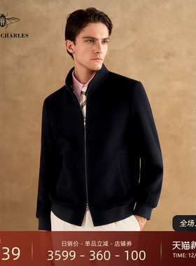 【Colombo】进口羊绒羊毛混纺哈灵顿G9夹克藏青色高定夹克男秋冬