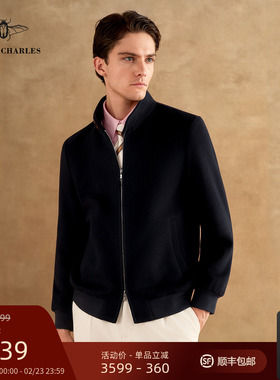 【Colombo】进口羊绒羊毛混纺哈灵顿G9夹克藏青色高定夹克男秋冬