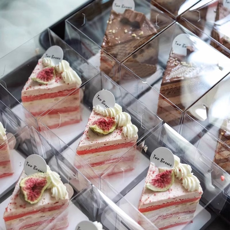 手提打包盒慕斯切件包装盒透明盒子千层蛋糕切块2/4/6/8寸蛋糕盒