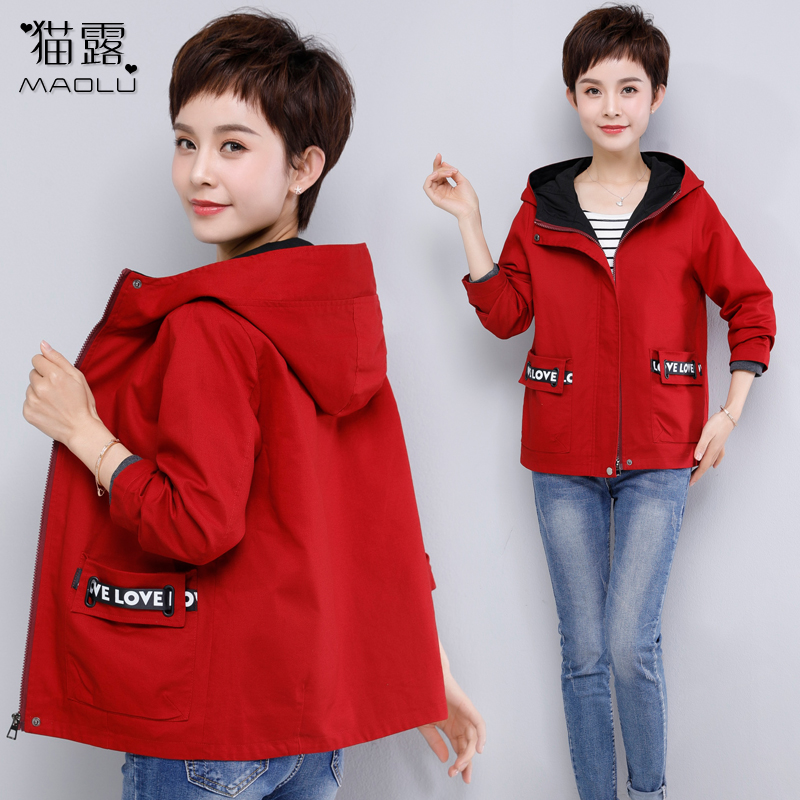 妈妈春装风衣2019新款中年女春秋上衣40岁50中老年洋气短款外套女|msdalam kategori Butik wanita / wanita, wanita pertengahan umur - dari Buy2taobao.com untuk memberikan perkhidmatan ejen Taobao profesional membeli