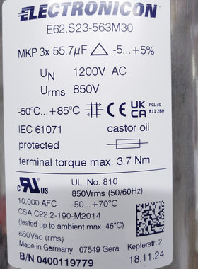 E62.S23-753MB0电容 PE_3x75µF_1080VAC_136x230_ electronicon