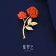 紫罗兰正版 红玛玫胸针S925银南红玛瑙高档精致胸花别针小众潮