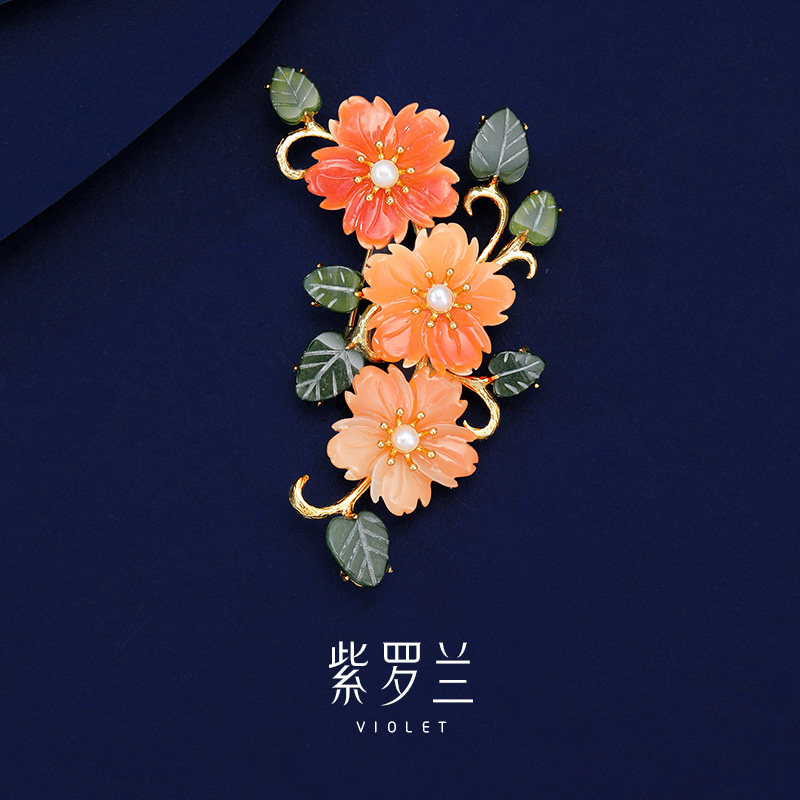 【紫罗兰正版】碧三花S925银胸针奢华女精致个性时尚花朵胸花别针