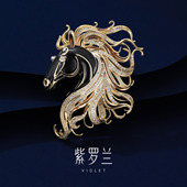 金戈铁马胸针小众设计时尚 紫罗兰正版 百搭生肖马胸花别针新款