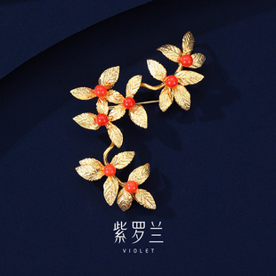精美花朵宝石胸花别针送礼 紫罗兰正版 红韵胸针轻奢复古时尚