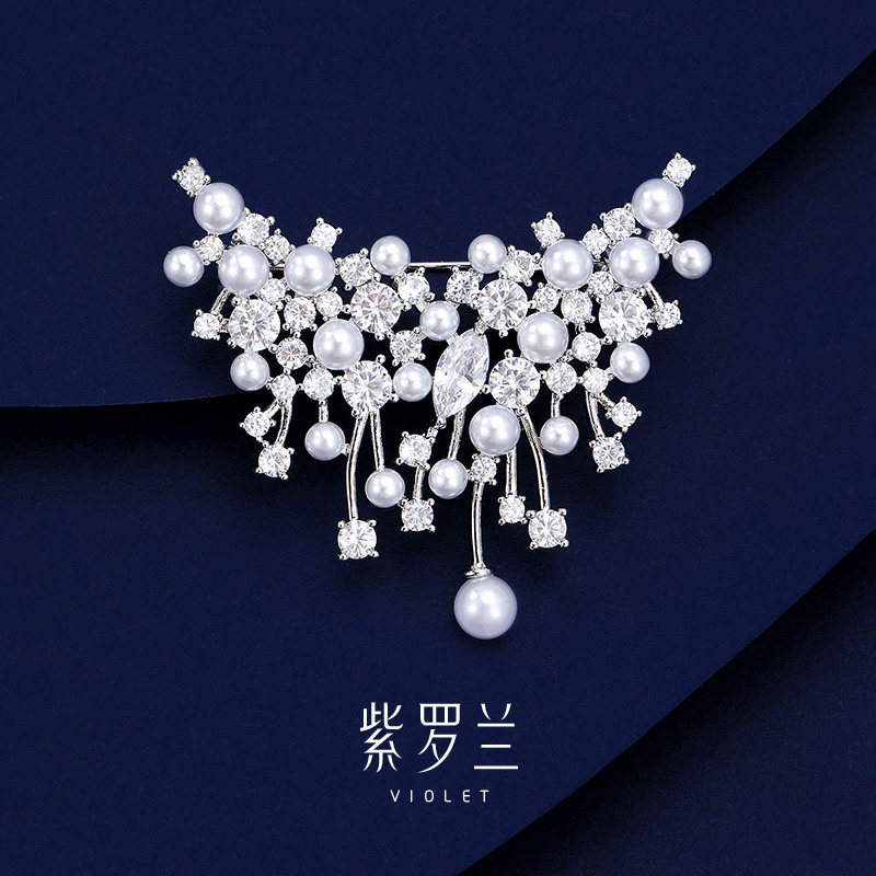 【紫罗兰正版】冠礼珍珠胸针高档女精致时尚百搭胸花别针设计感