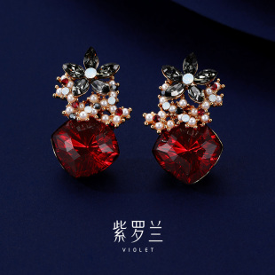 喜苹红色耳环女气质高级感耳饰生日礼物潮耳环 紫罗兰正版