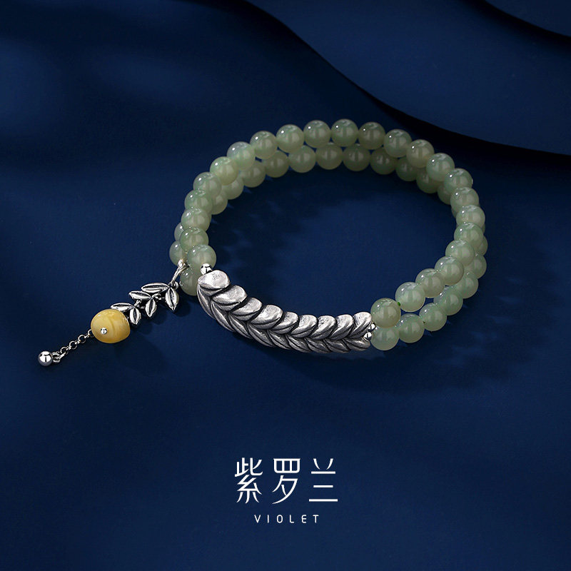 【紫罗兰正版】辰艾S925纯银手链女轻奢精致蜜蜡双层手饰手串潮