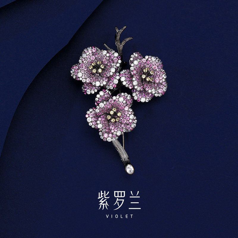 【紫罗兰正版】季梅S925纯银胸针精致百搭梅花胸花别针小众设计感