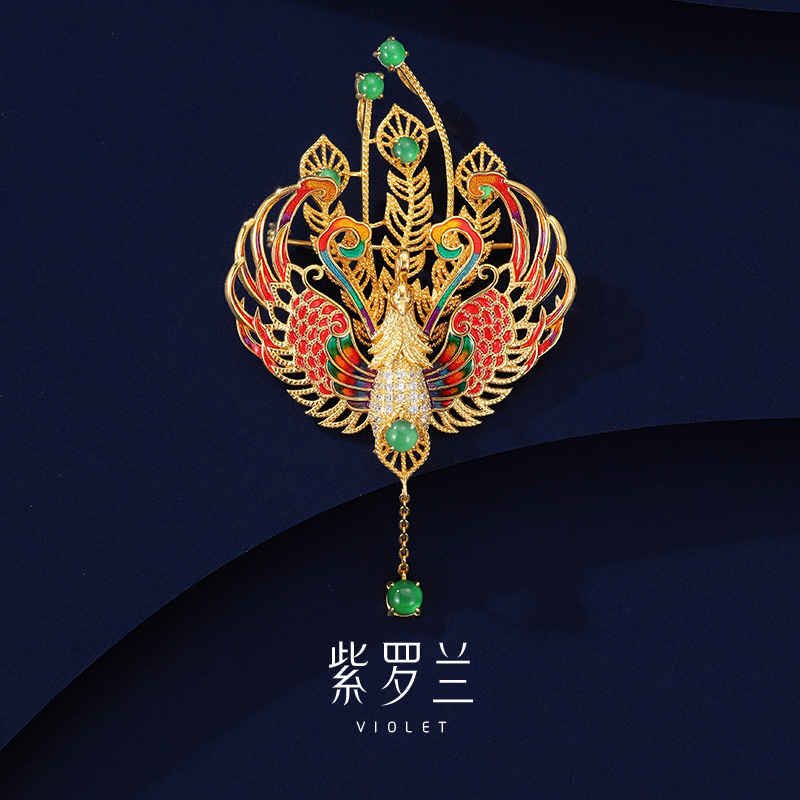 【紫罗兰正版】皇彩凤S925银胸针