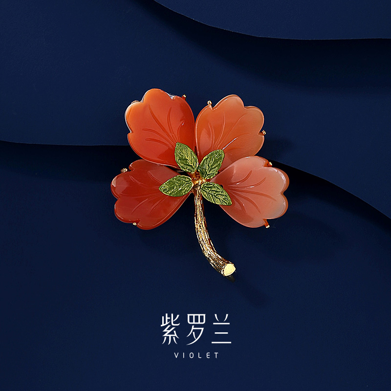 【紫罗兰正版】红橘枫胸针