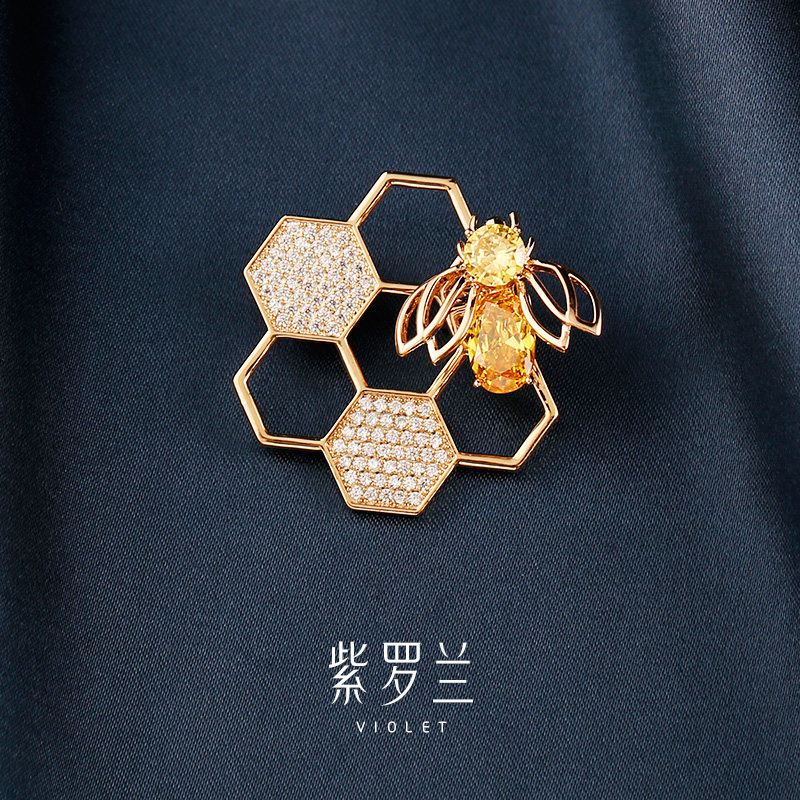 【紫罗兰正版】蜂格蜜蜂胸针高档女奢华气质高级感胸花别针ZB087