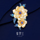 紫罗兰正版 宫琉花胸针高档精致金母贝青金石胸花生日礼物