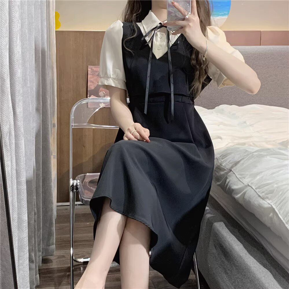 短袖裙连衣裙少女夏装2025新款初中高中学生仙女超仙森系甜美裙子