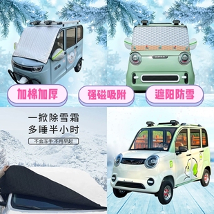 乐生福彩四轮电动车遮雪挡加厚防雪罩前挡磁吸式防冻防雪防霜半罩
