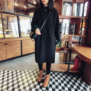2025秋冬季新款女装撞色连衣裙宽松显瘦韩版中长款绒面卫衣打底裙