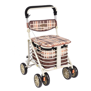 埃立娇老年购物车老人手推车可推可坐车轻便折叠助行代步车买菜车