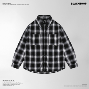 檀健次同款 春秋季 美式 男长袖 高级感休闲衬衣外套 复古格子衬衫