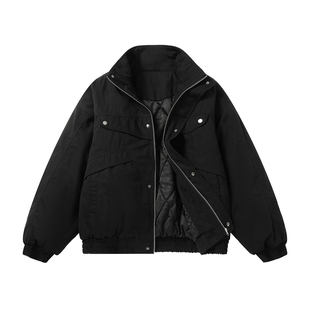 冬季 保暖机车加厚立领夹克棉衣 棉服外套男士 高端重工水洗加厚工装