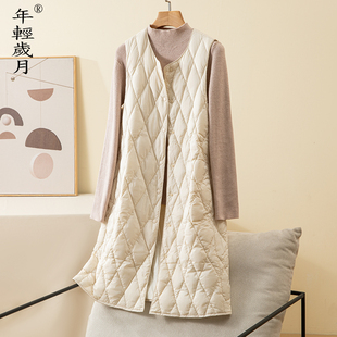 配大衣羽绒内胆内搭叠穿保暖伴侣 2025新款 轻薄羽绒马甲女款 中长款