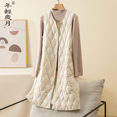 轻薄羽绒马甲女款中长款2025新款配大衣羽绒内胆内搭叠穿保暖伴侣