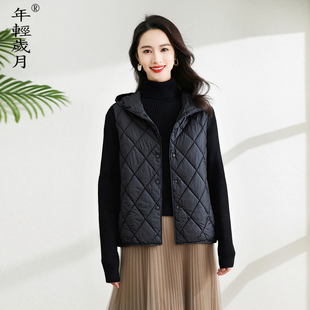 连帽羽绒马甲女短款 白鸭绒羽绒内胆内搭叠穿百搭轻薄马夹 2025新款