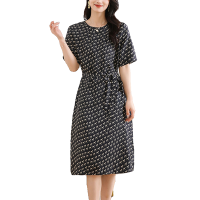 真丝连衣裙女高端2025年夏季新款中年妈妈气质时尚洋气桑蚕丝裙子