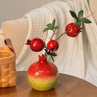 喜庆摆件石榴花仿真花假花石榴果树枝果实餐桌装饰吉祥果摆件摆设
