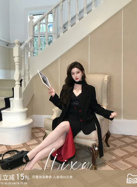 Liixu 灰色系春季新款韩系女高级感小香风气质西装半身裙两件套装